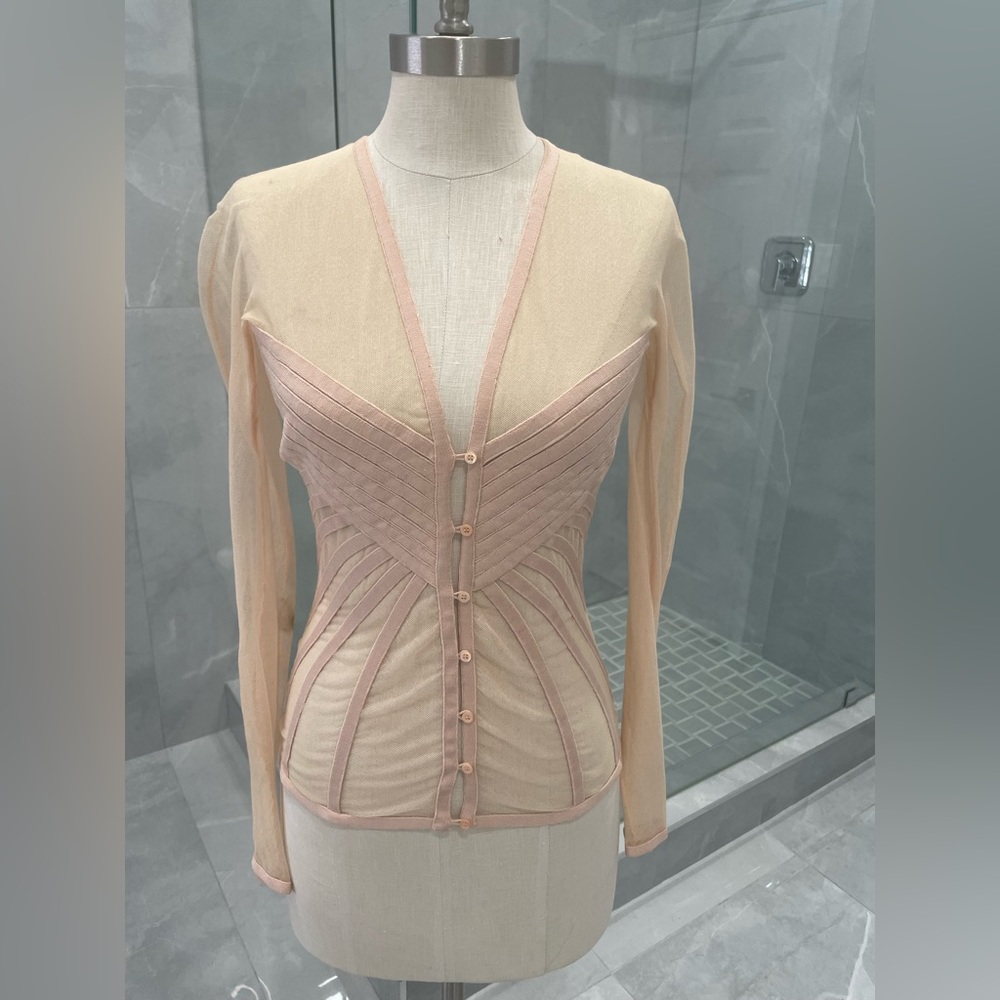 CHRISTIAN DIOR LONG SLEEVE SEE THROUGH TOP